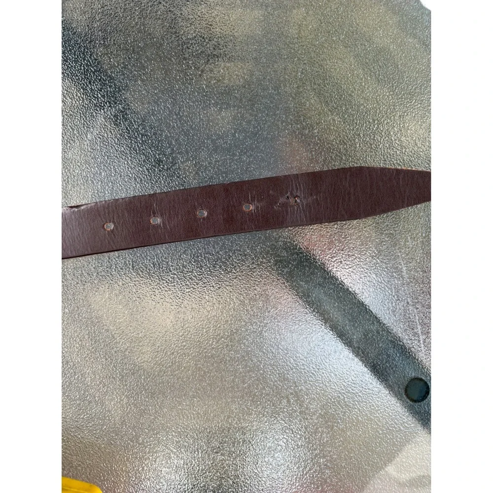 Van Heusen Men Brown Genuine Leather Belt Silver Buckle Made in Canada VH2083 36